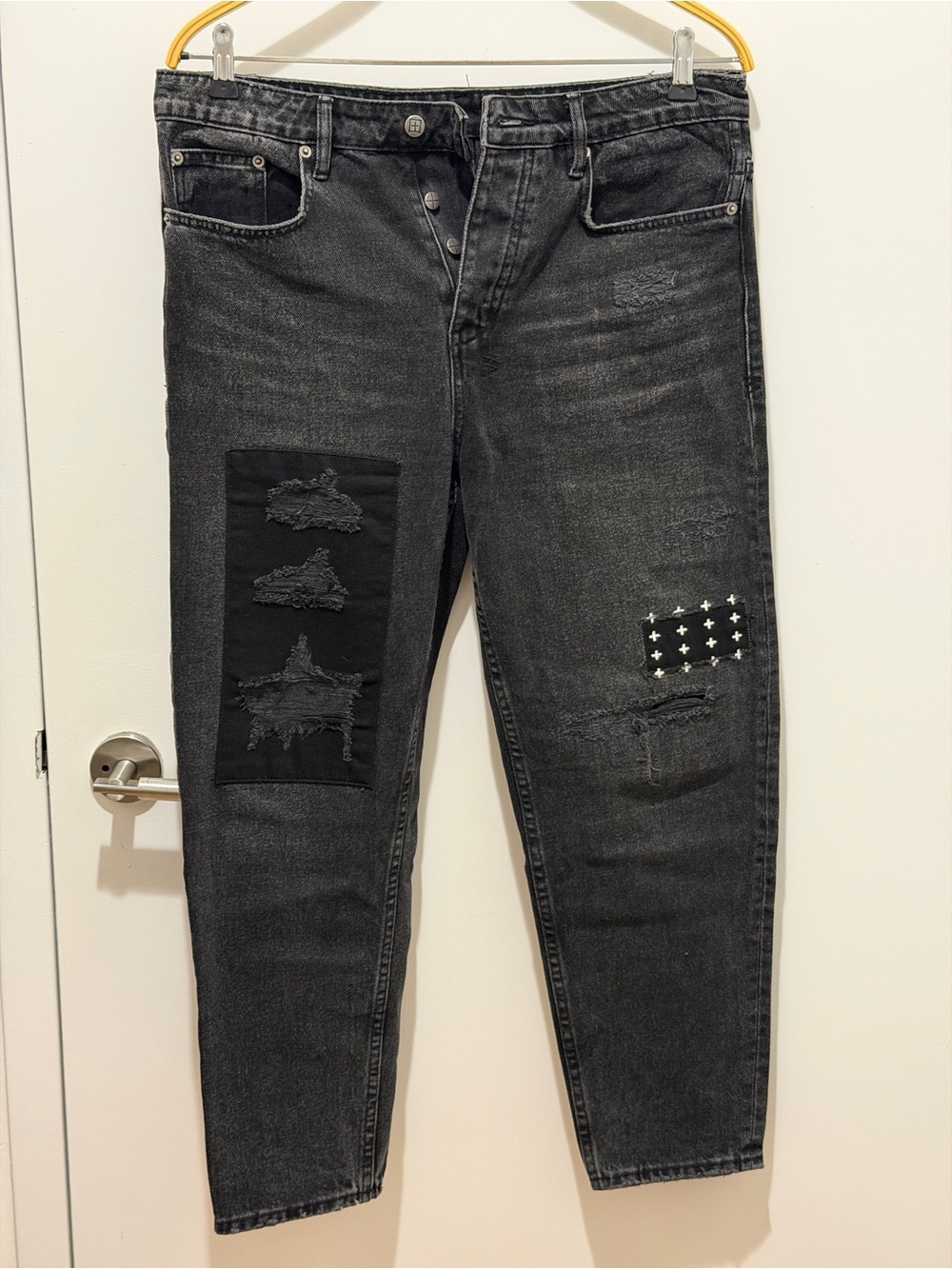 Ksubi Black relaxed Distressed Patch Jeans